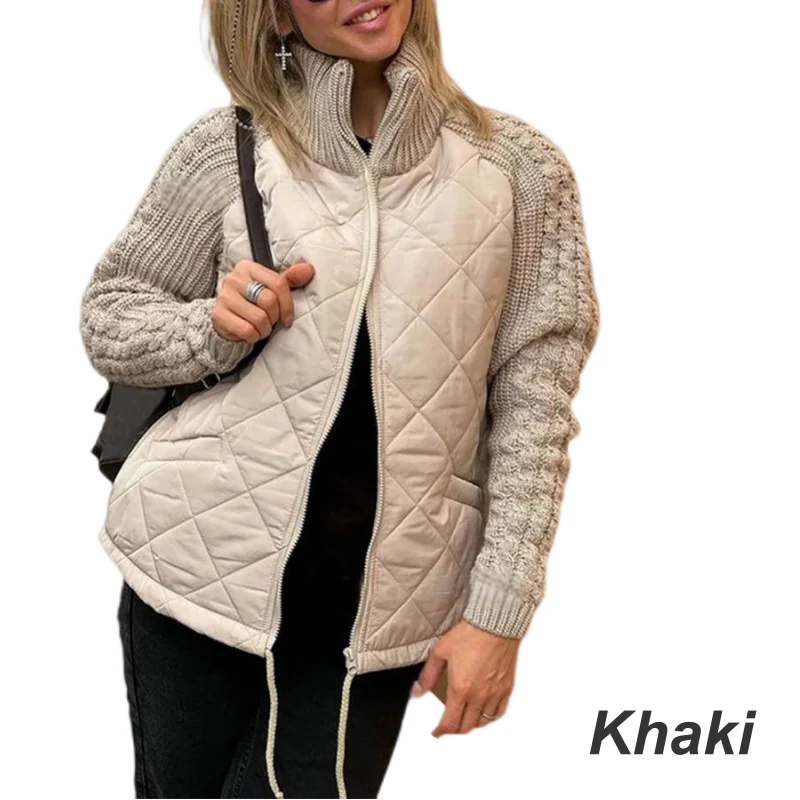 ⏳Offre à durée limitée : 50% de réduction💥Doudoune patchwork tricotée pour femme - Image 12