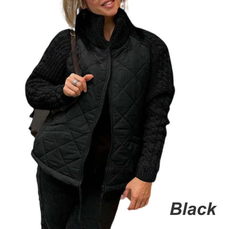 ⏳Offre à durée limitée : 50% de réduction💥Doudoune patchwork tricotée pour femme - Image 13