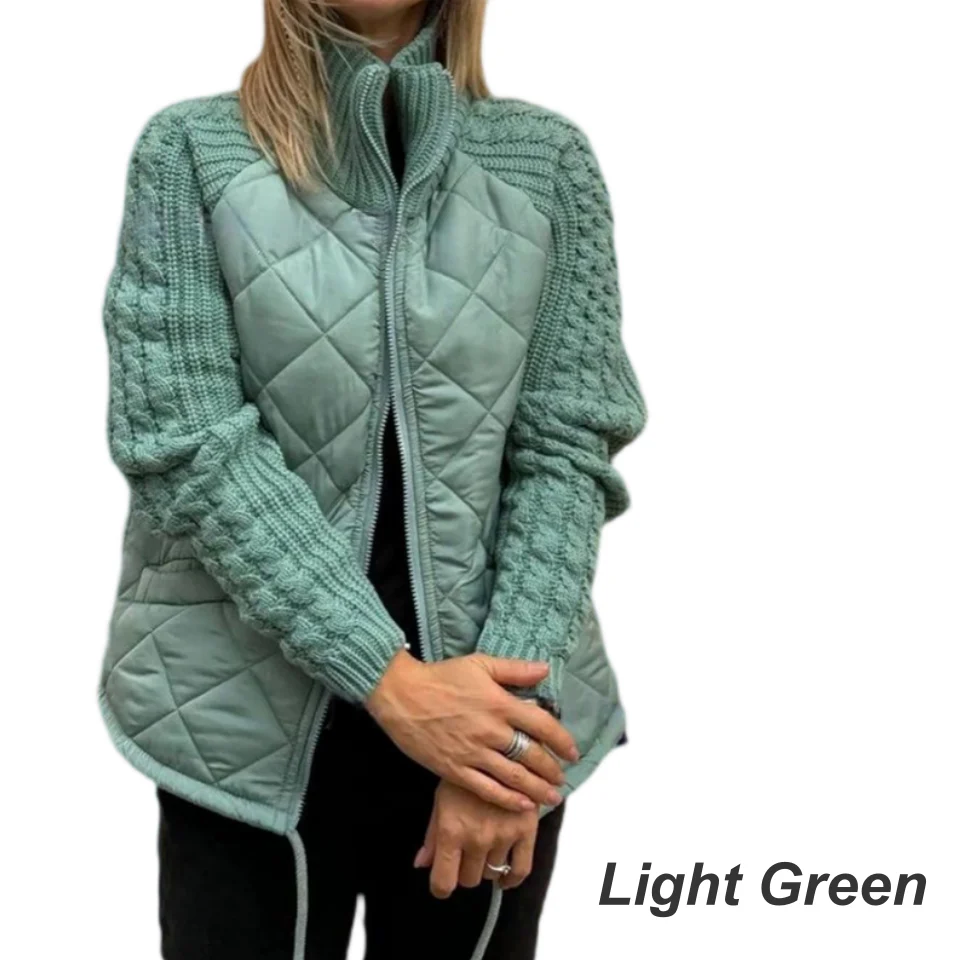 ⏳Offre à durée limitée : 50% de réduction💥Doudoune patchwork tricotée pour femme - Image 15