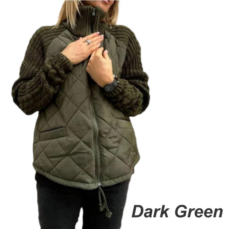 ⏳Offre à durée limitée : 50% de réduction💥Doudoune patchwork tricotée pour femme - Image 16